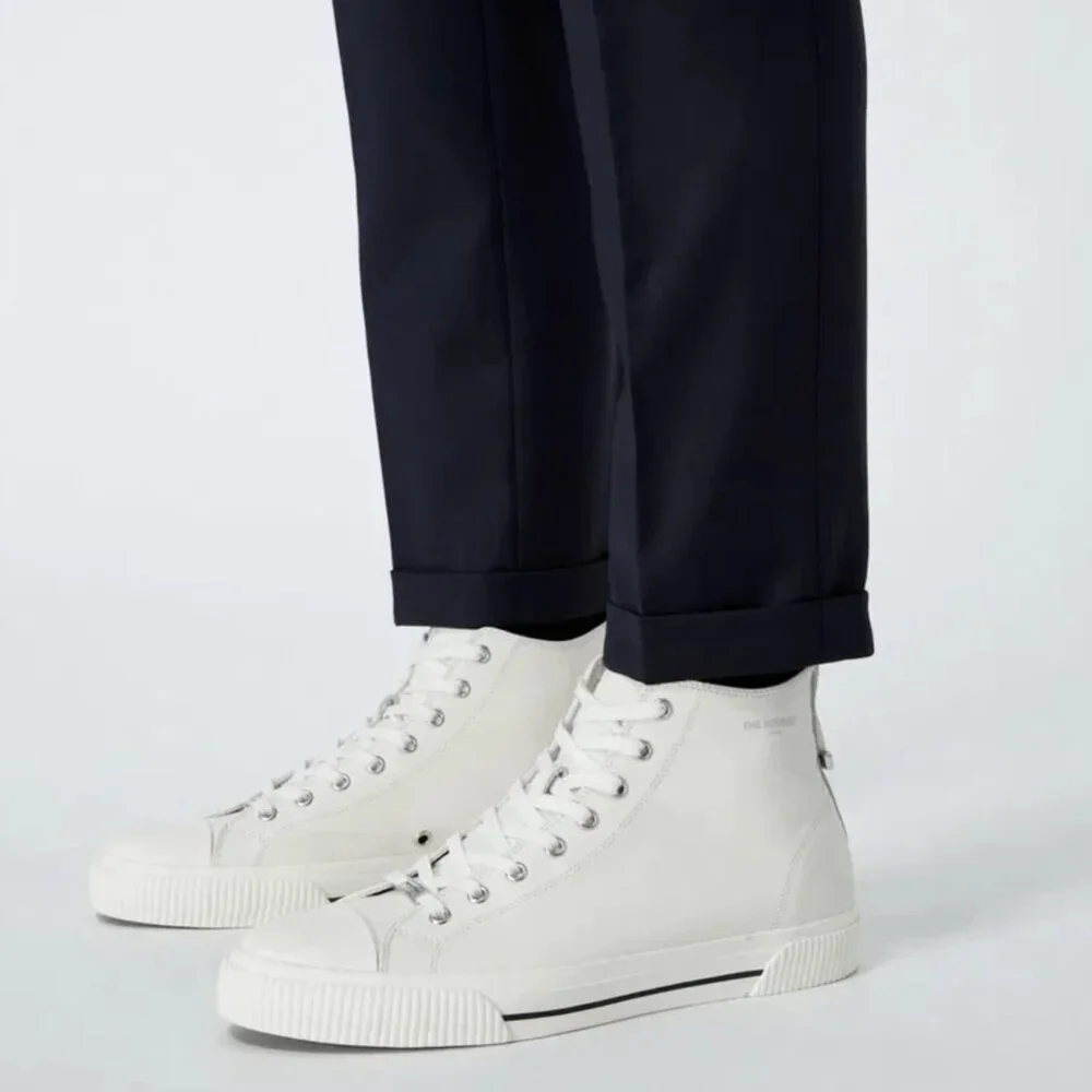 The Kooples White Smooth Leather High-Top Sneakers Men’s Size 10 Street Style - Picture 1 of 9